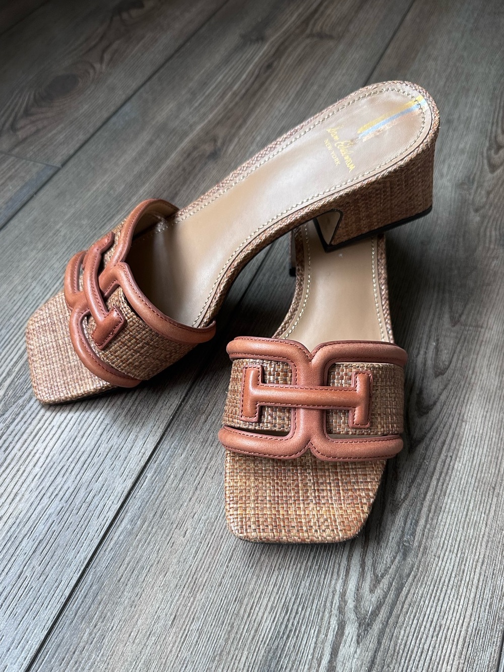 Sam Edelman Woven Square Toe Block Heel Sandals – Size 8